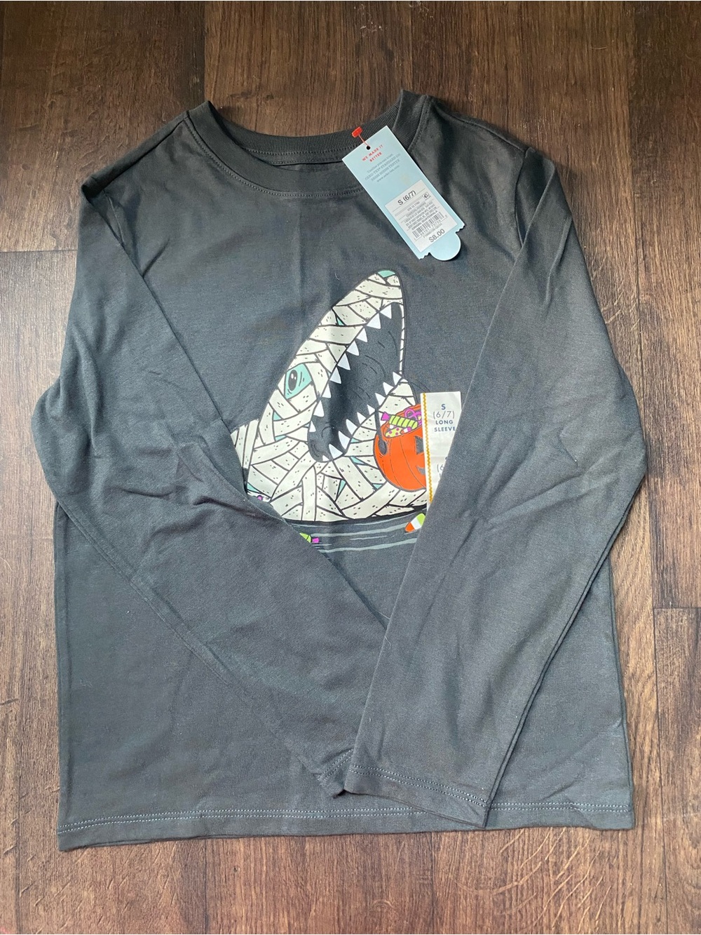 Cat & Jack Black Long Sleeve Shark Graphic Tee